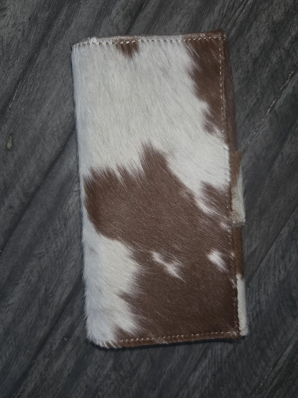 Myra Brown Leather And Calf Hair Organizer Wallet with RFID.